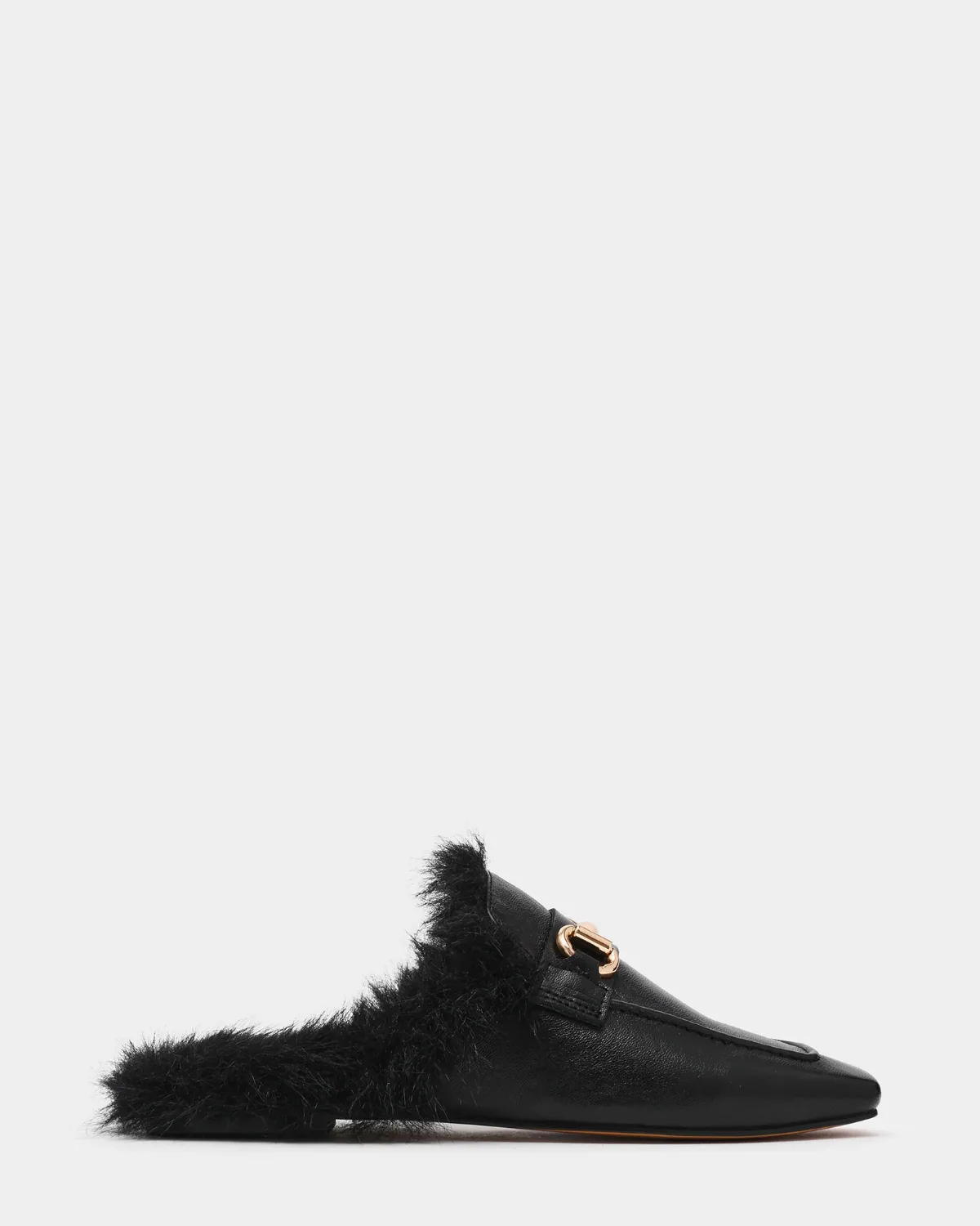Romeo Faux Fur Slip-On Flats - Leather
