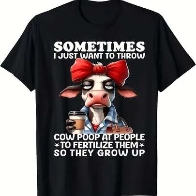 Funny Cow Dung Prank T-Shirt by SHEIN