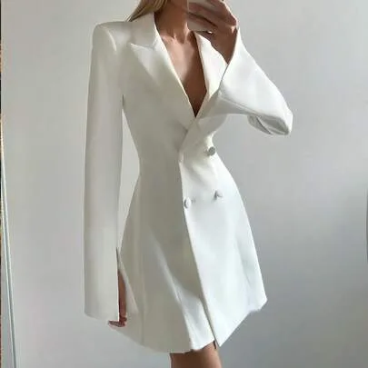 Waist Cinched Blazer Dress by Buzzelle