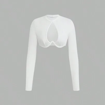 Cutout Heart Hollow Crop Top by SHEIN