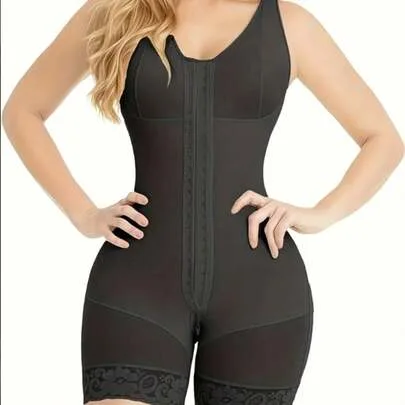 High Compression Shapewear with Breast Augmentation, Hip Lifting, Thigh Cinching, Integrated Open Top Zipper Closure by SHEIN