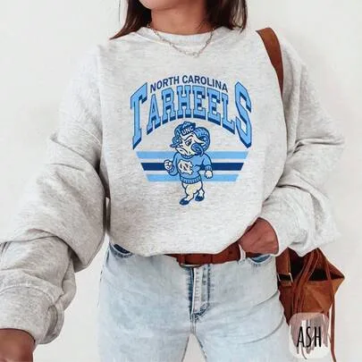 Vintage North Carolina University Sweatshirt UNC Carolina Football Sweater by SHEIN
