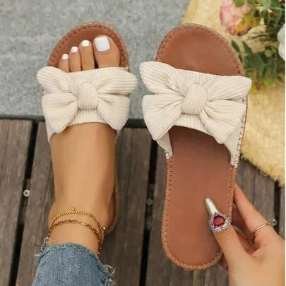 Bow Tie Round Toe Convertible Slip-On Outdoor Slippers