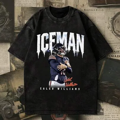 Caleb Williams "Iceman" Chicago Bears Washed Graphic Oversized T-Shirt