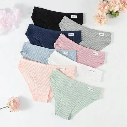 Moisture-Wicking Sports Panties Soft Breathable Underwear 8pcs by SHEIN