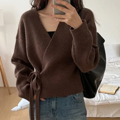 Design Tie-Up Knitted Cardigan by DAZY