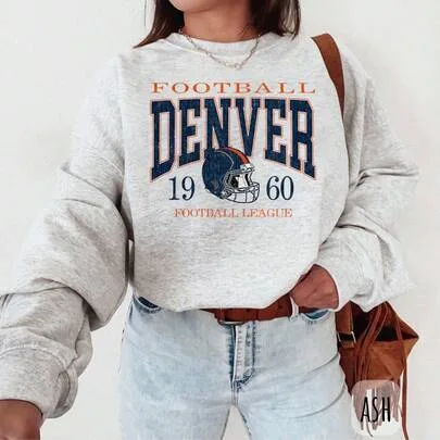 Denver Football Vintage Style Crewneck Sweatshirt by SHEIN