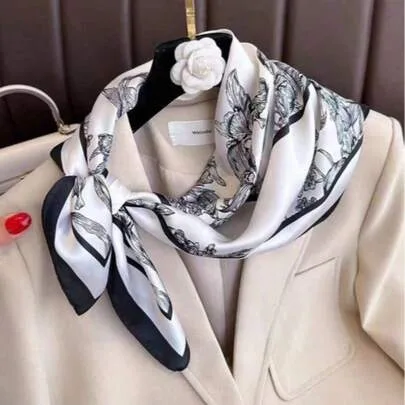 Printed Headscarf Multi-Functional Square Scarf Necktie by SHEIN