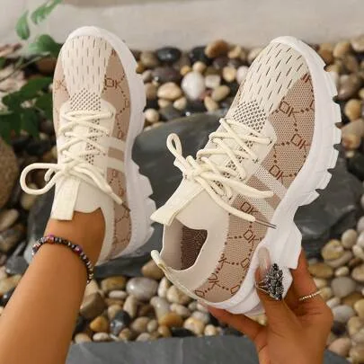 Contrast Color Patchwork Breathable Mesh Running Sneakers by SHEIN