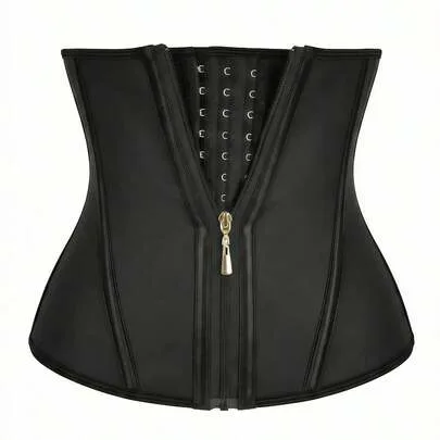 Colombian-Style Latex Corset Straps Shaping Garment Dual Closure (zipper + Hooks) by SHEIN