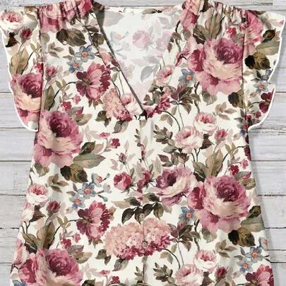 Floral Print Casual Minimalist Shirt by EMERY ROSE