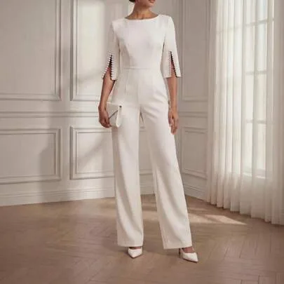 French Style Casual Jumpsuit Formal Dress Pants by SHEIN