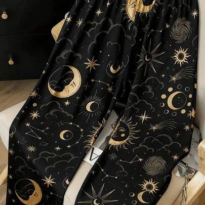 Star Print Long Loose Comfortable Casual Pajama Pants by SHEIN