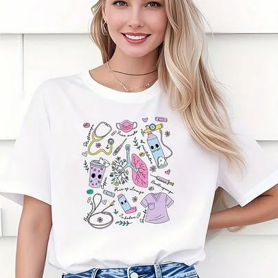 He Left the 99 to Rescue Me Printed Short Sleeved T-Shirt by SHEIN