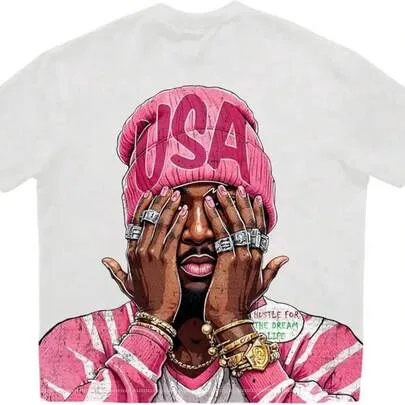 Rapper Graphic Tees Y2K Funny Gym Shirts Short Sleeve Crew Neck T-Shirt Streetwear by SHEIN
