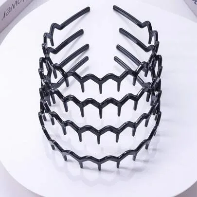 Shiny Non-Slip Headbands with Wavy Design and Jagged Edge Decoration by SHEIN