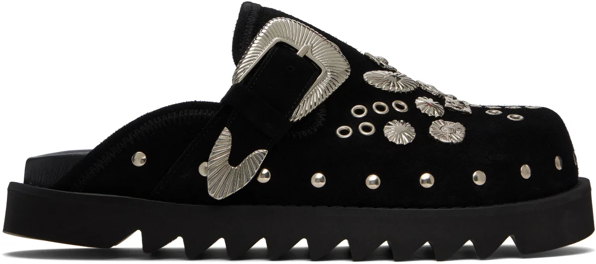 SSENSE Exclusive Black Eyelet Metal Sabot Loafers