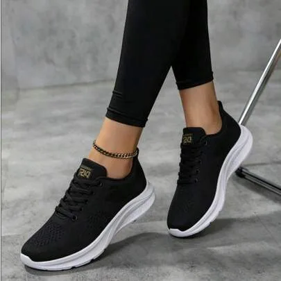 Breathable Knit Lace Up Platform Sneakers Color Block by SHEIN