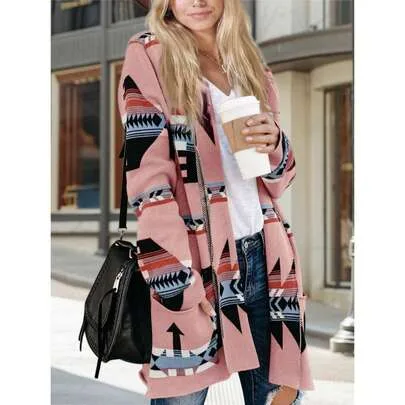 Boho Open Front Long Sleeve Shawl Collar Cardigan Sweater Coat by Tankaneo