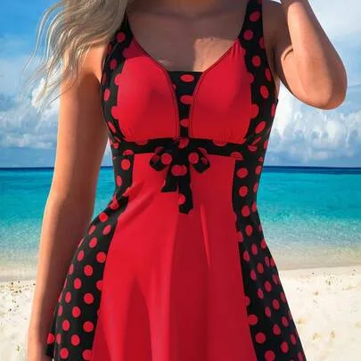 Polka Dot Print Tankini Set by SHEIN