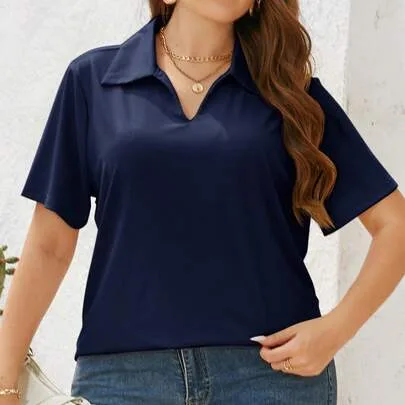 Solid Color Short Sleeve T-Shirt by SHEIN