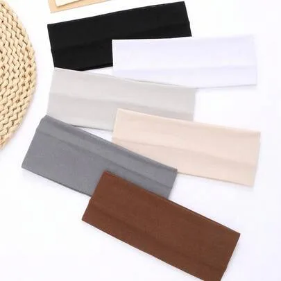 6pcs Set Solid Color Minimalist Thin Hairbands, Elastic Stretch Headbands by OBOVAY