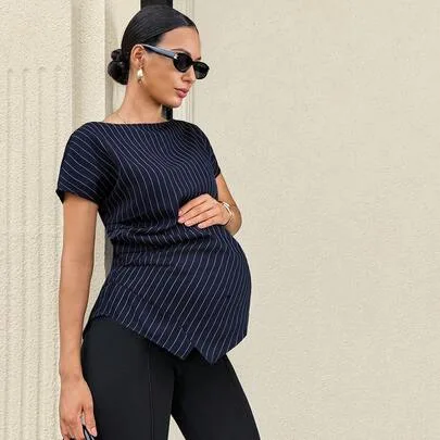 Maternity Striped Print Blouse by MaterniWear