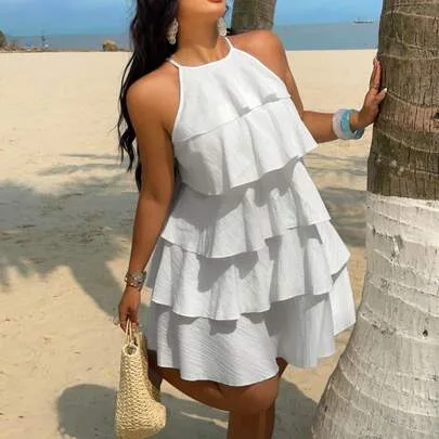 5-Tier Tiered Halter Neck Dress by Sunnyshic