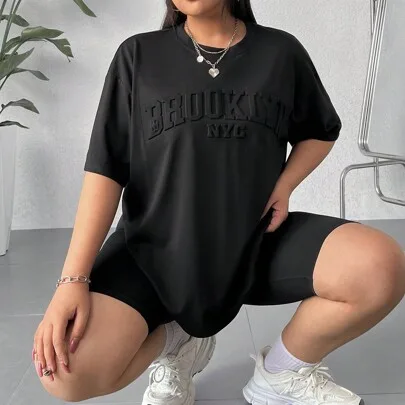 Letter Embossed Brooklyn T-Shirt by SHEIN