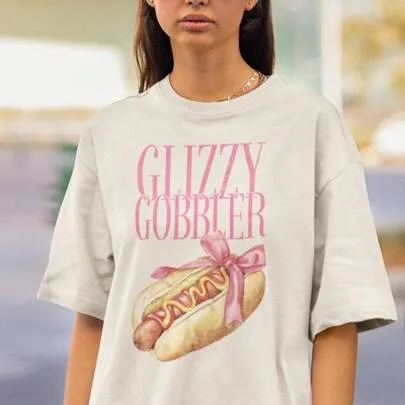 Glizzy Gobbler Coquette Funny Adult Humor Pun T-Shirt by SHEIN