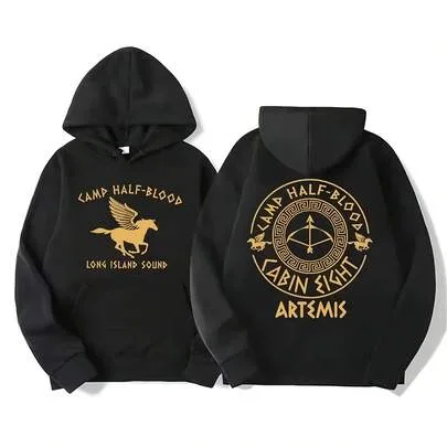 Percy Jackson Camp Half Blood Heroes of Olympus Double Sided Graphic Hoodie by SHEIN