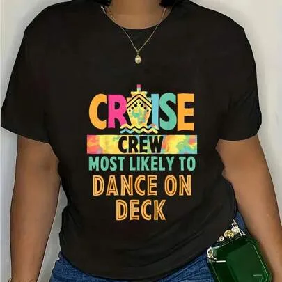 100% Cotton Cruise Crew Most Likely To... Hawaii Summer Vacation Funny T-Shirt by SHEIN