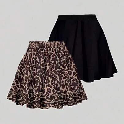 Ruffled Hem Elastic Waist Summer Skirt by SHEIN