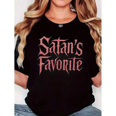 Round Neck Short Sleeve Bold Letter Graphic Print Loose T-Shirt by SHEIN