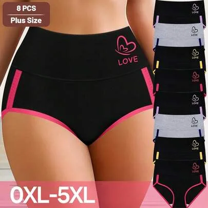8pcs High Waist Colorblock Soft Breathable Briefs by SHEIN