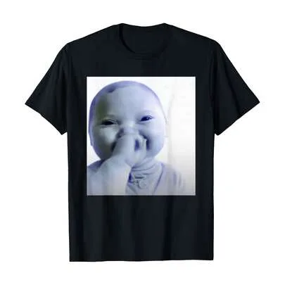 Ai Baby Meme Funny Laughing Baby Brainrot 100% Cotton Relaxed Crew Neck T-Shirt by SHEIN