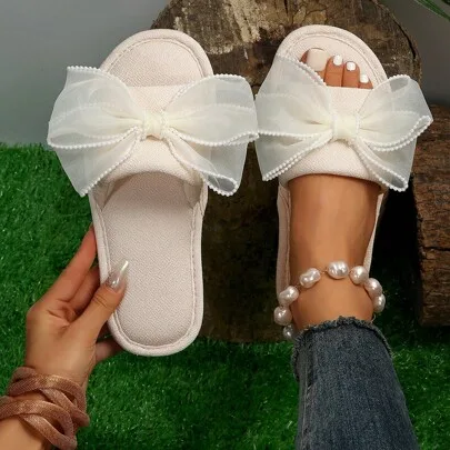 Fabric Pearl Embellished Bride Slippers