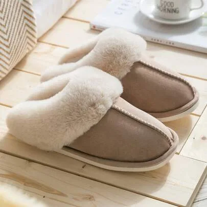 Soft Plush Non-Slip Fluffy Moccasin Style Slippers by SHEIN