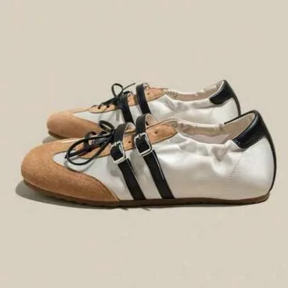 Mary Jane Style Soft Sole Lightweight Breathable Patchwork Ballet Flats by DAZY