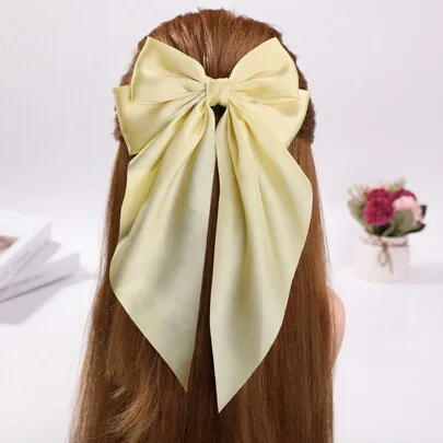 Small Bowknot & Ribbon Hair Clip with Spring Clasp by SHEIN