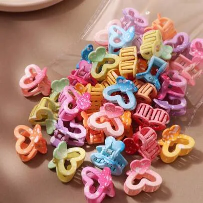 Sweet Colorful Gradient Snowflake & Heart Mini Claw Clips by SHEIN
