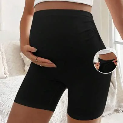 Casual Ruched Biker Shorts by SHEIN