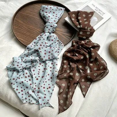 French Chiffon Polka Dot Pattern Long Scarf Neck Wrap by SHEIN