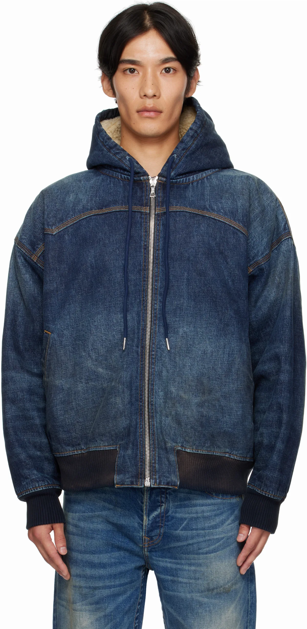 Navy Mike Japanese VTG Double Dip Sherpa Lined Denim Jacket