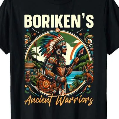Taino Warrior Puerto Rico Indigenous Caribbean Culture T-Shirt by SHEIN