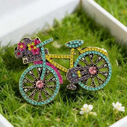 Elegant Vintage Bicycle Flower Shaped Alloy Brooch by SHEIN