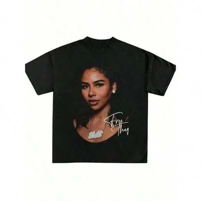 Mariah Scientist Rapper Young Hip-Hop Tee, Classic Free Thugs Print Round Neck Short Sleeve T-Shirt Y2K Vintage Streetwear