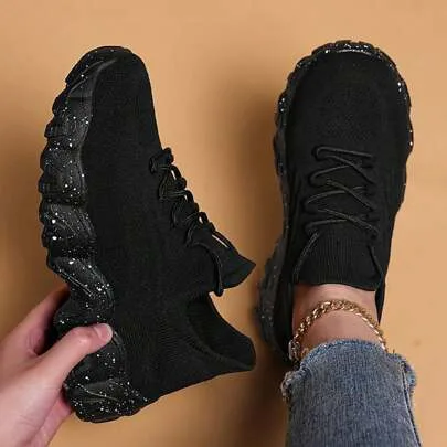 Platform Sneakers High Top Knit Athletic Shoes with Chunky Wave Sole, Chunky Mesh by SHEIN