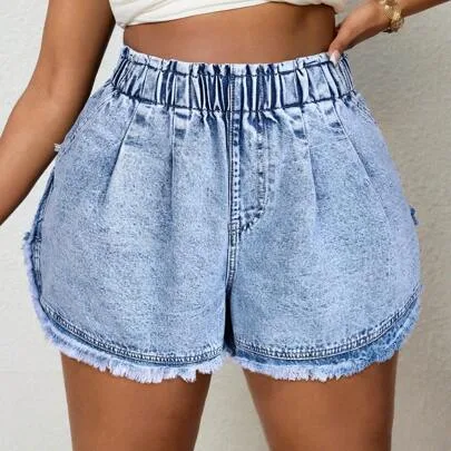 American Street-Style Heavy Washed Denim Shorts by Slaydiva