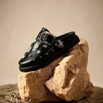 Wedge Heel Thick Sole Oxford Shoes with Rivets by Tropiscape